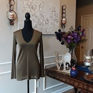 Zara Sparkly Long Sleeves V-Neck Top. Size M